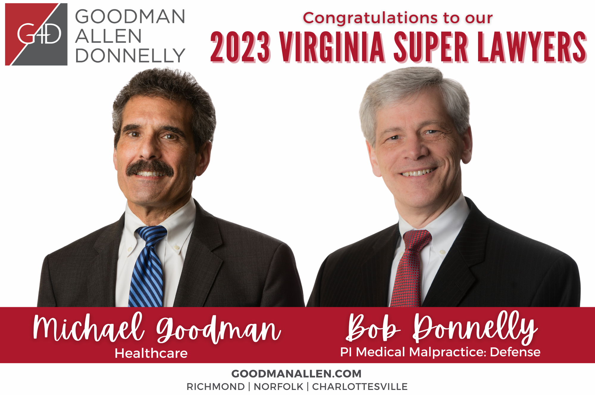 Bob Donnelly and Michael Goodman on Virginia Super Lawyers!