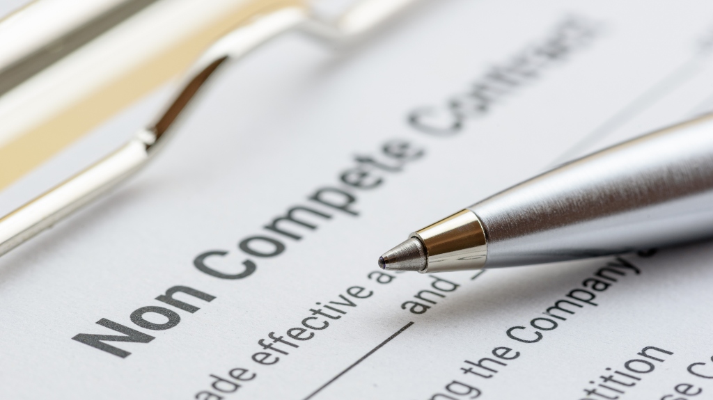 Non-compete agreement form with pen